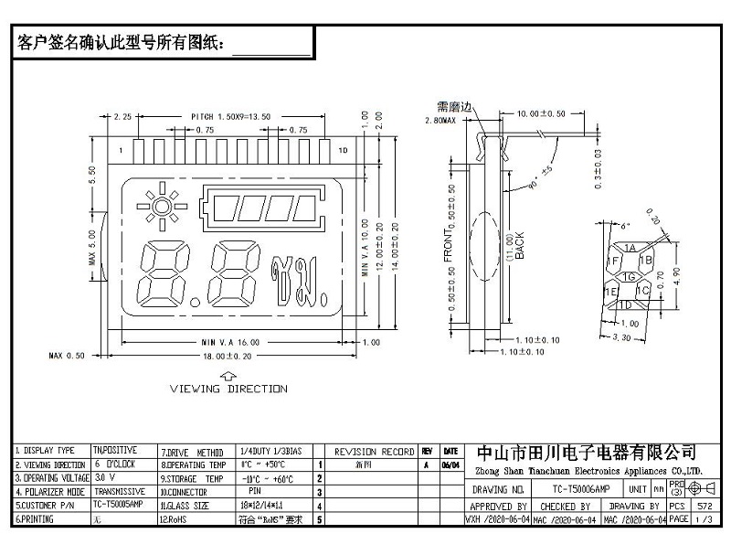 頭燈LCD段碼屏